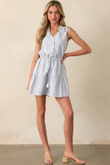 Every Summer Blue Stripe Cotton Sleeveless Romper