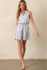 Every Summer Blue Stripe Cotton Sleeveless Romper