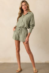 Z Supply Avocado Green Perfect Linen Short