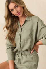 Z Supply Avocado Green Perfect Linen Top