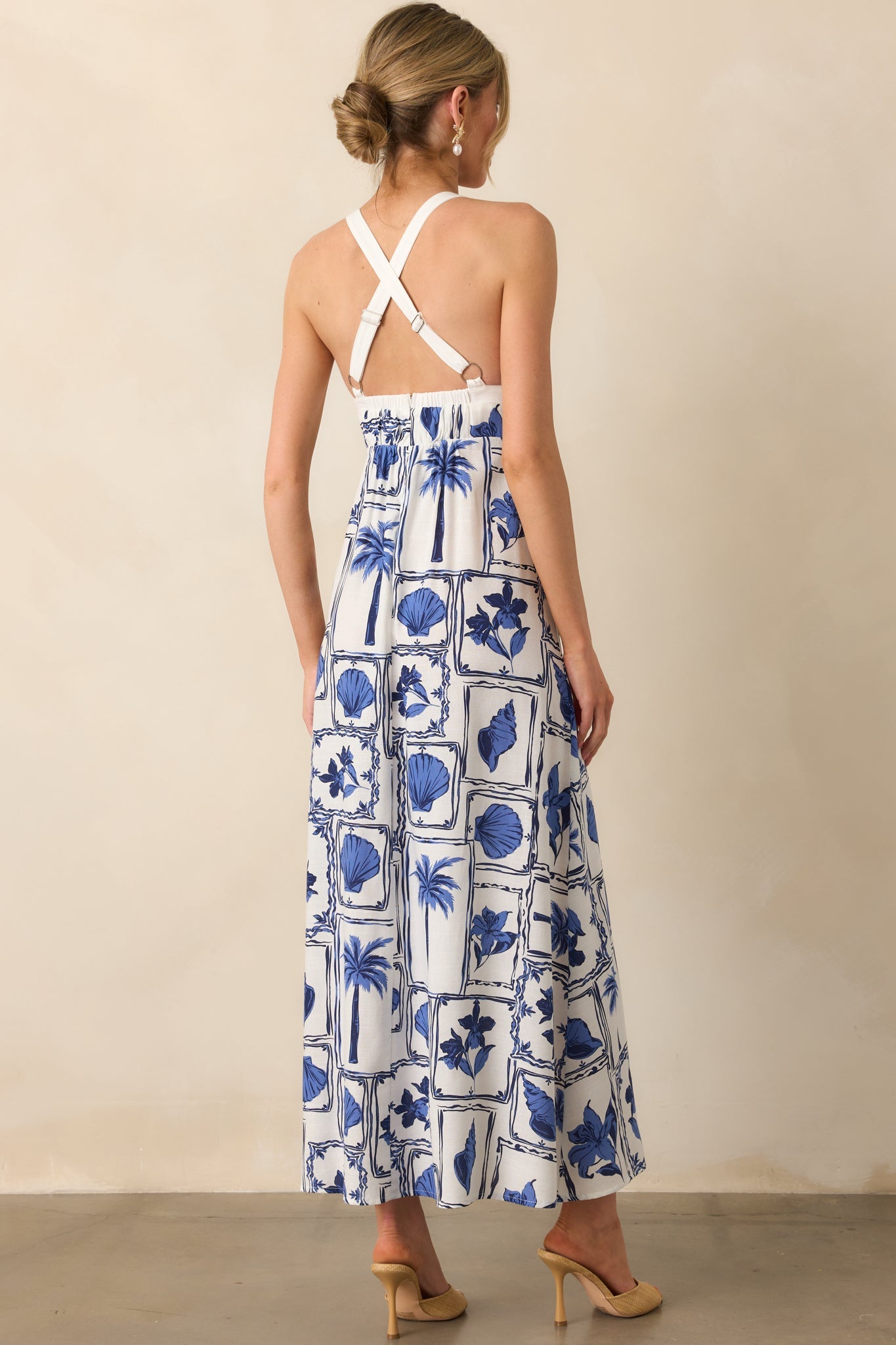 MINKPINK Blue Patchwork Sylvie Panel Midi Dress