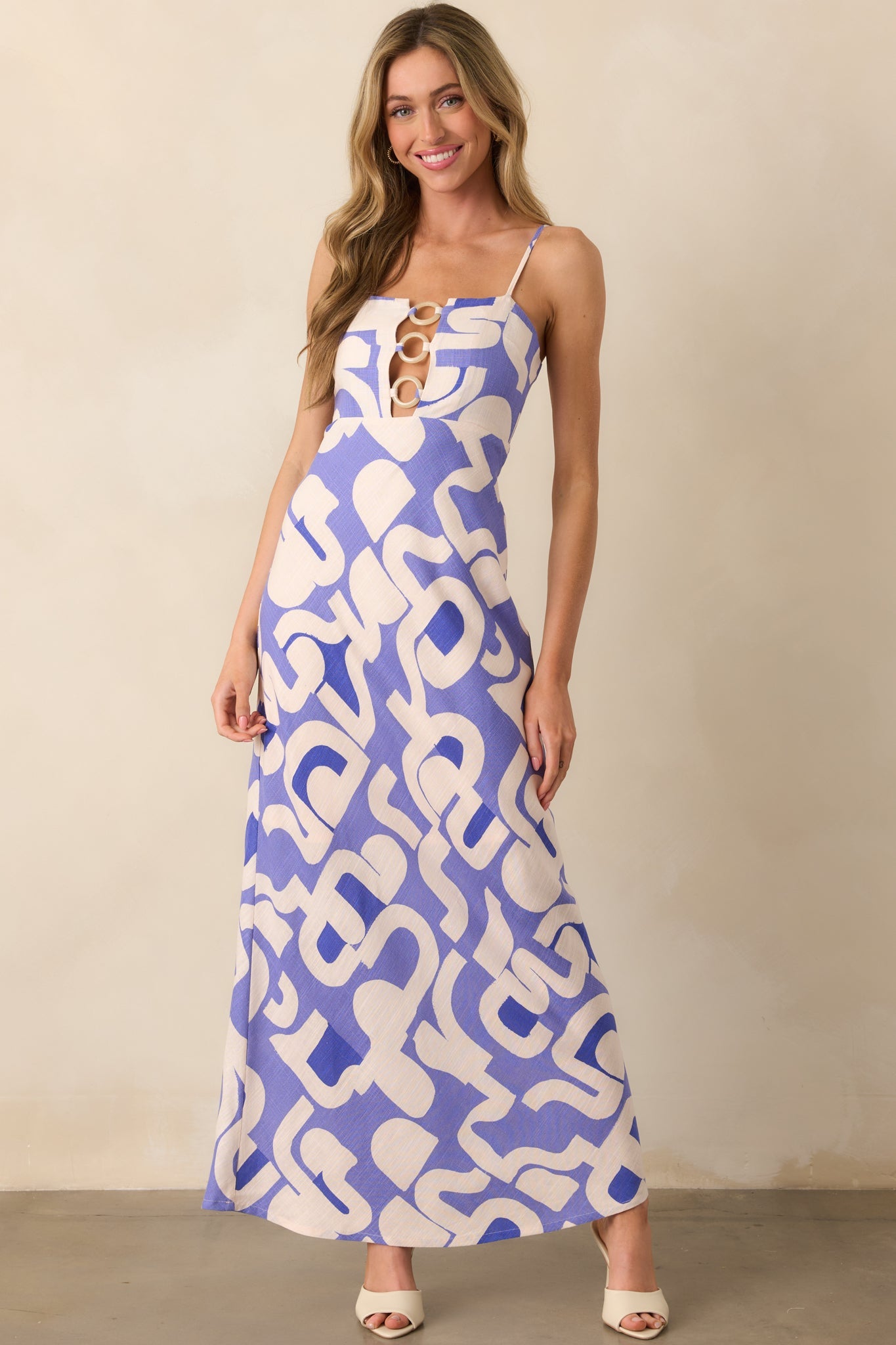 MINKPINK Dusty Blue Iris O-Ring Midi Dress