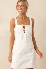 MINKPINK White Imogen Drill Tie Mini Dress