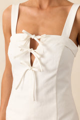 MINKPINK White Imogen Drill Tie Mini Dress