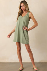 Z Supply Avocado Green Sloane V-Neck Mini Dress