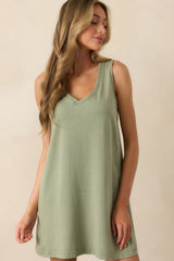 Z Supply Avocado Green Sloane V-Neck Mini Dress