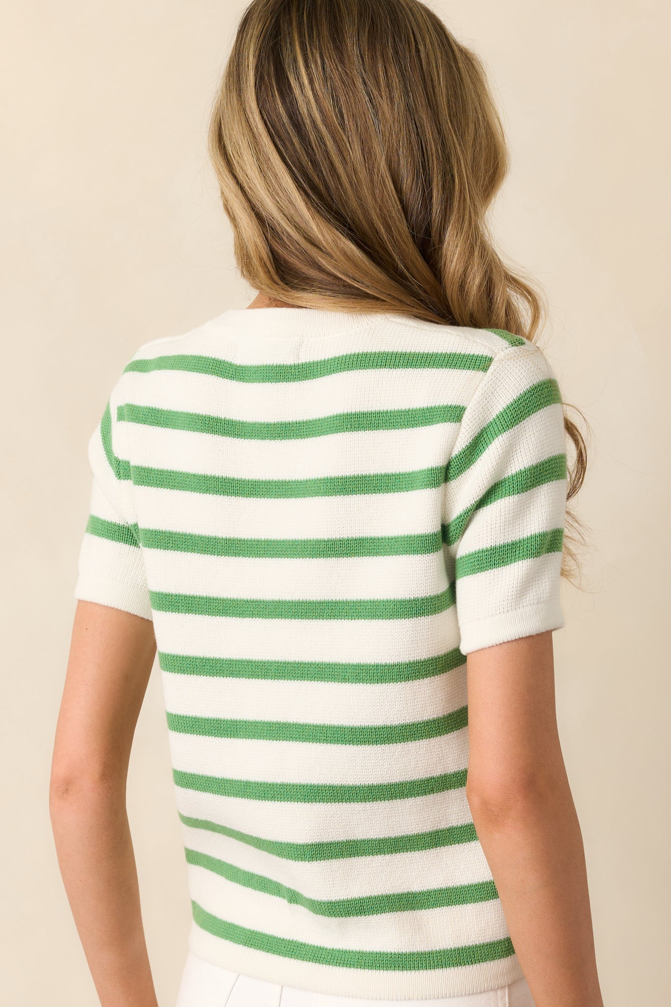 Mary Lynn Eden Green Stripe Cotton Sweater