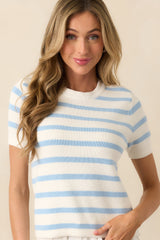Mary Lynn Blue Belle Stripe Cotton Sweater
