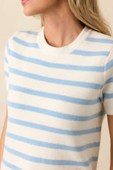 Mary Lynn Blue Belle Stripe Cotton Sweater