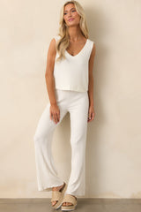 Z Supply Ivory Bone Dawn Smocked Rib Pant