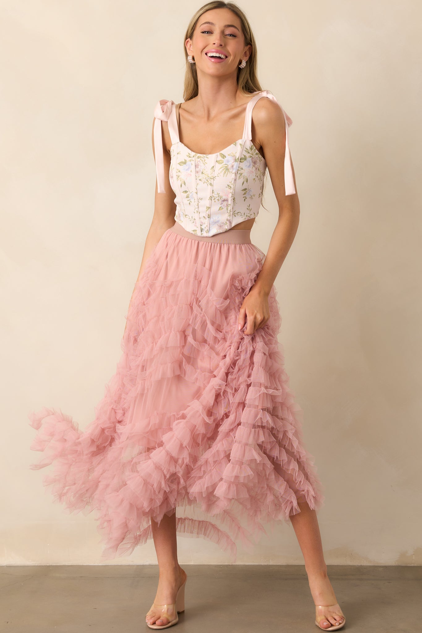 Make The Most Of It Light Pink Floral Corset Top