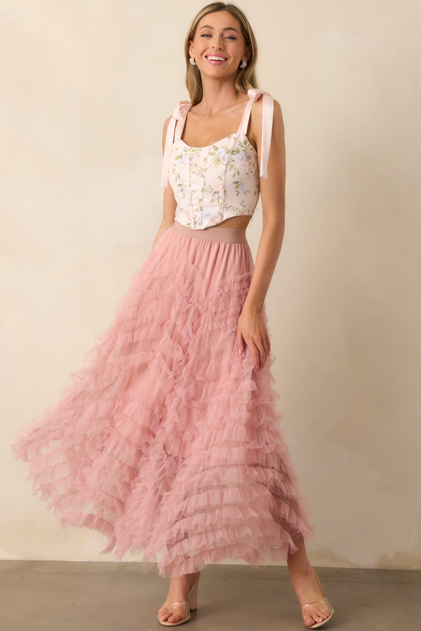 Make The Most Of It Light Pink Floral Corset Top
