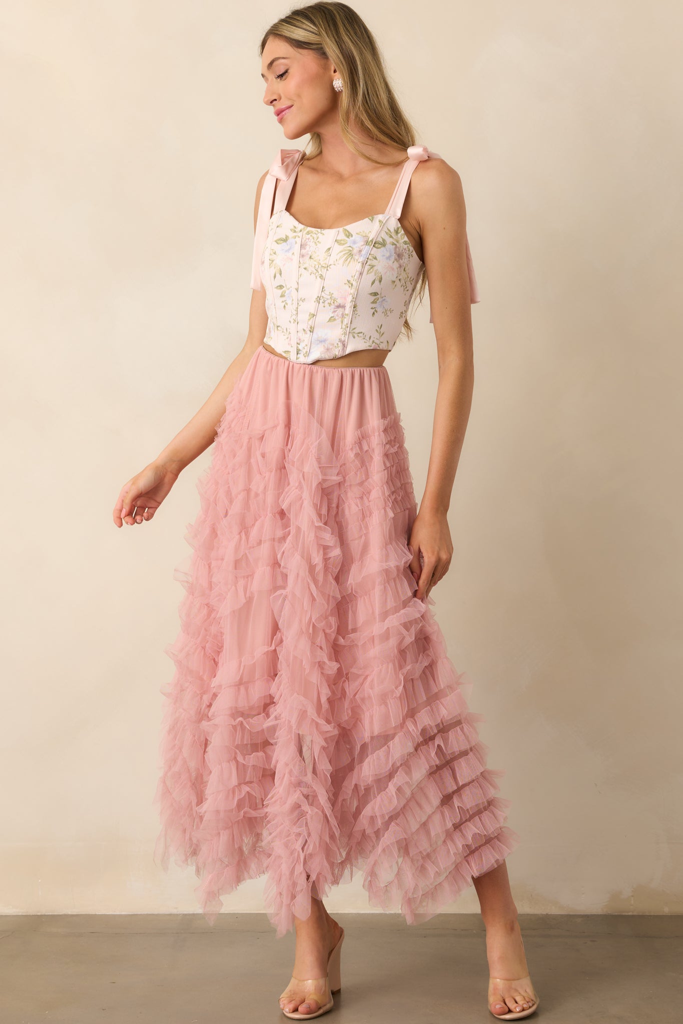 Make The Most Of It Light Pink Floral Corset Top