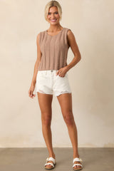 Z Supply Tan Iced Coffee Calan Rib Sweater Cropped Tank