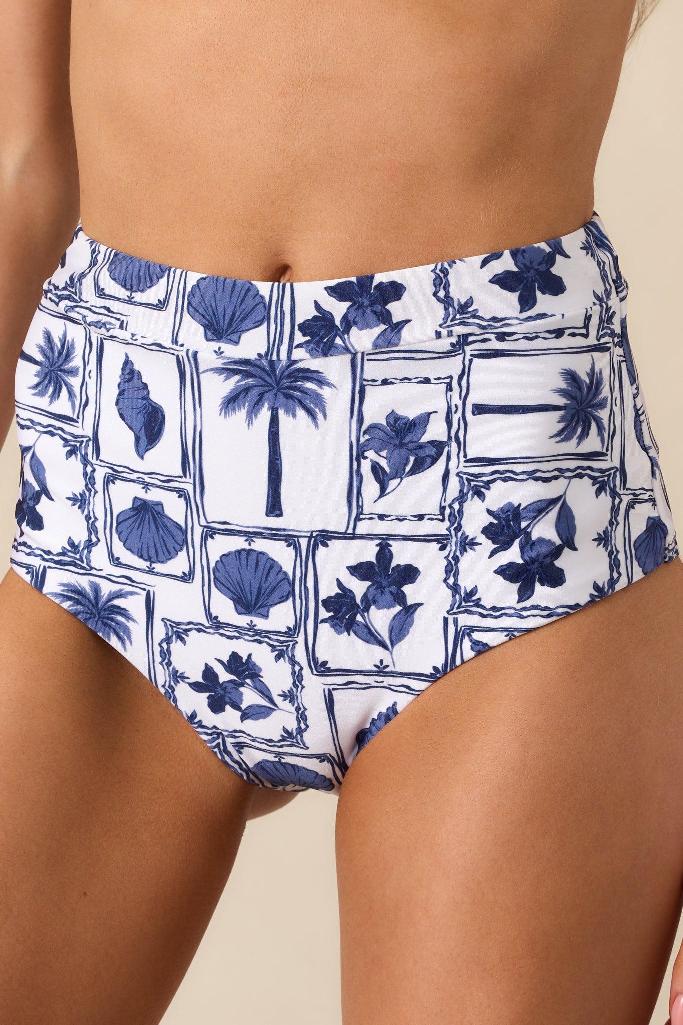 MINKPINK Blue Patchwork Sylvie High Bikini Pant