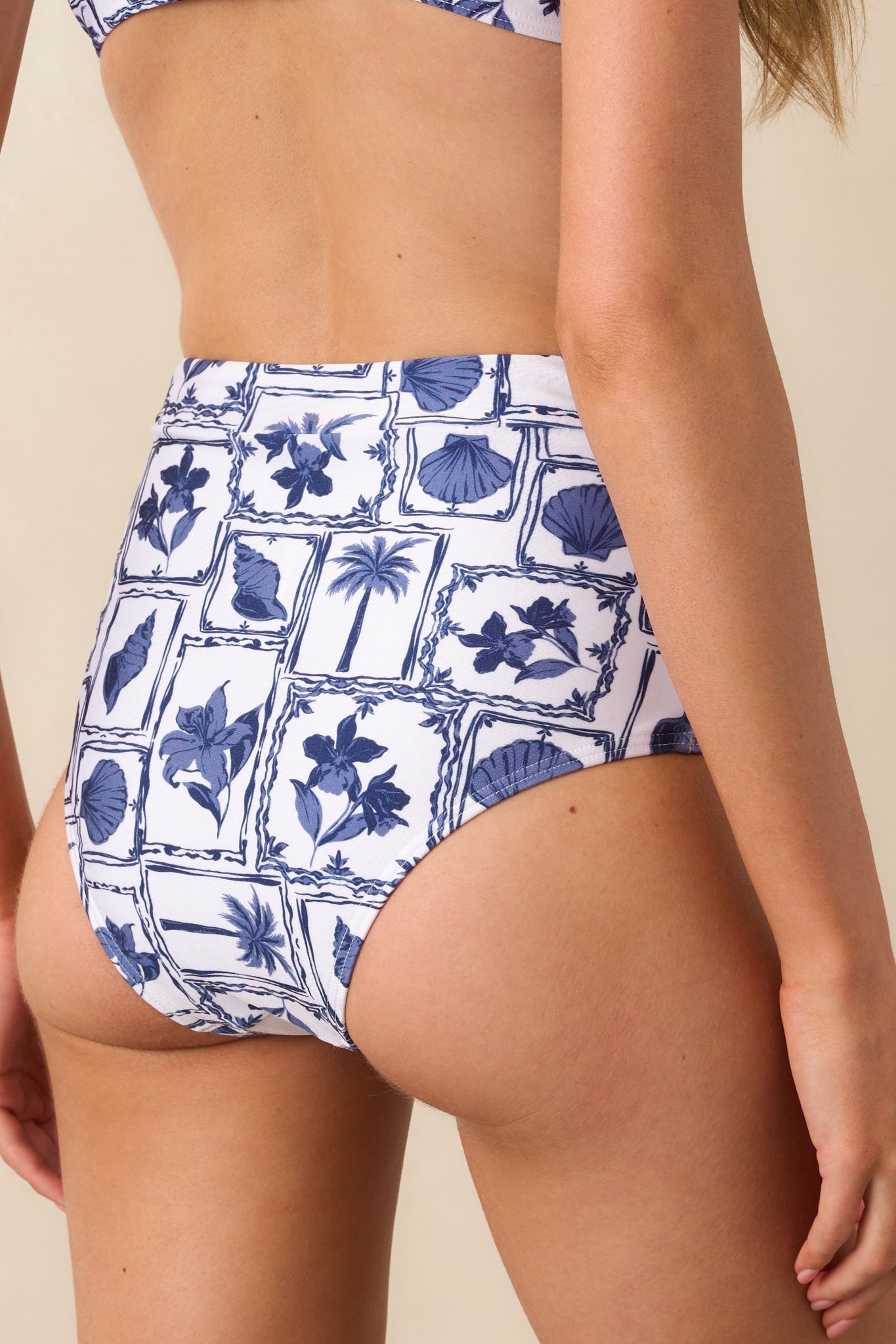 MINKPINK Blue Patchwork Sylvie High Bikini Pant