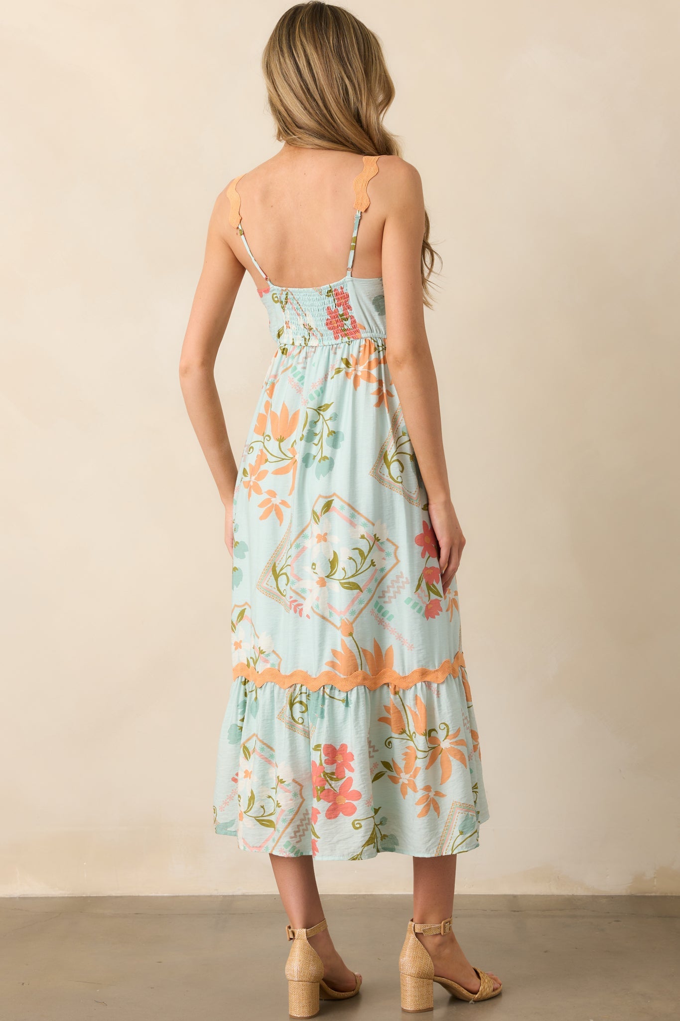 One Day At A Time Mint Green Floral Patchwork Maxi Dress