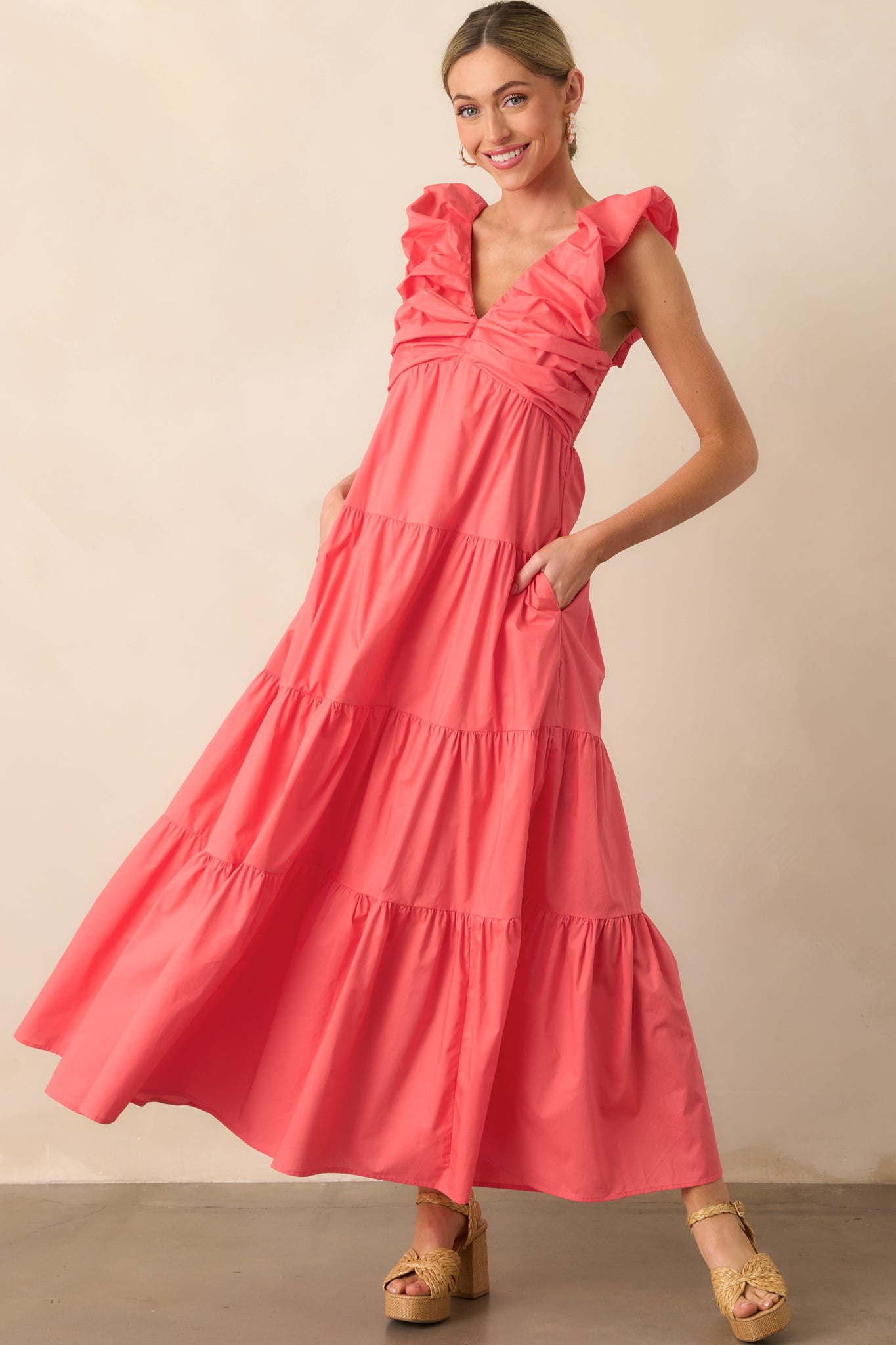 Unapologetically Me Pink Coral Cotton Maxi Dress