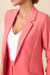 She Means Business Coral Single-Breasted Tailored Blazer