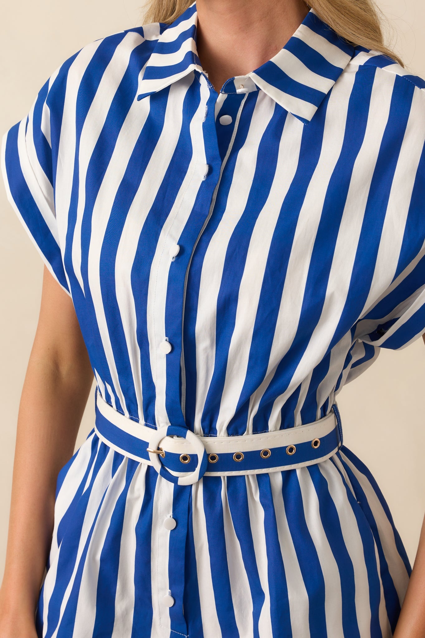 Prosperina Natalia Royal Blue Stripe Cotton Romper