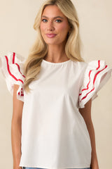Prosperina Eva White Cotton Ruffle Top