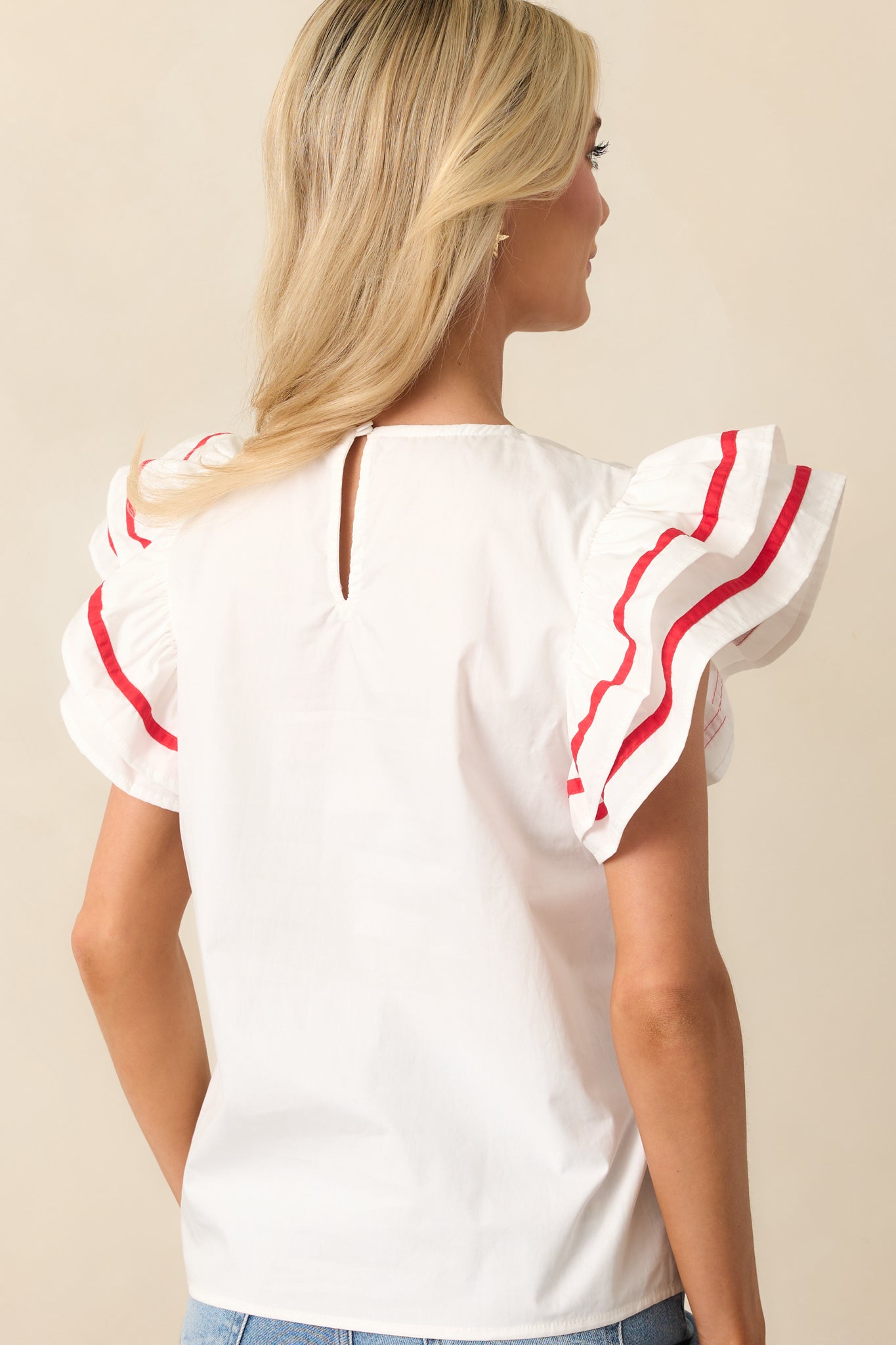 Prosperina Eva White Cotton Ruffle Top