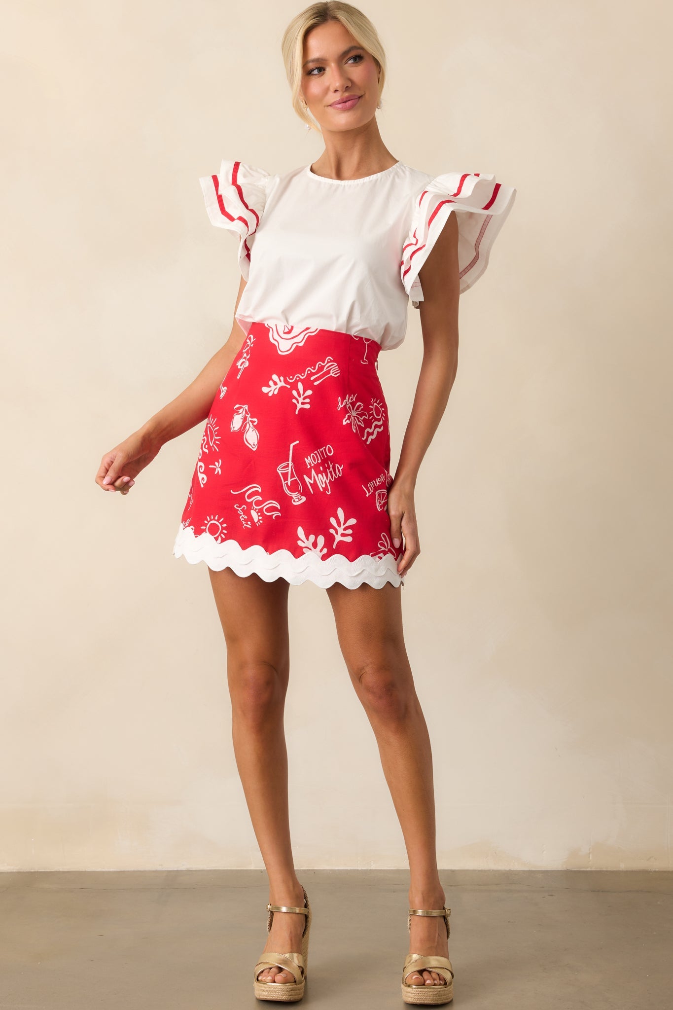 Prosperina Eva White Cotton Ruffle Top