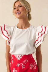 Prosperina Eva White Cotton Ruffle Top
