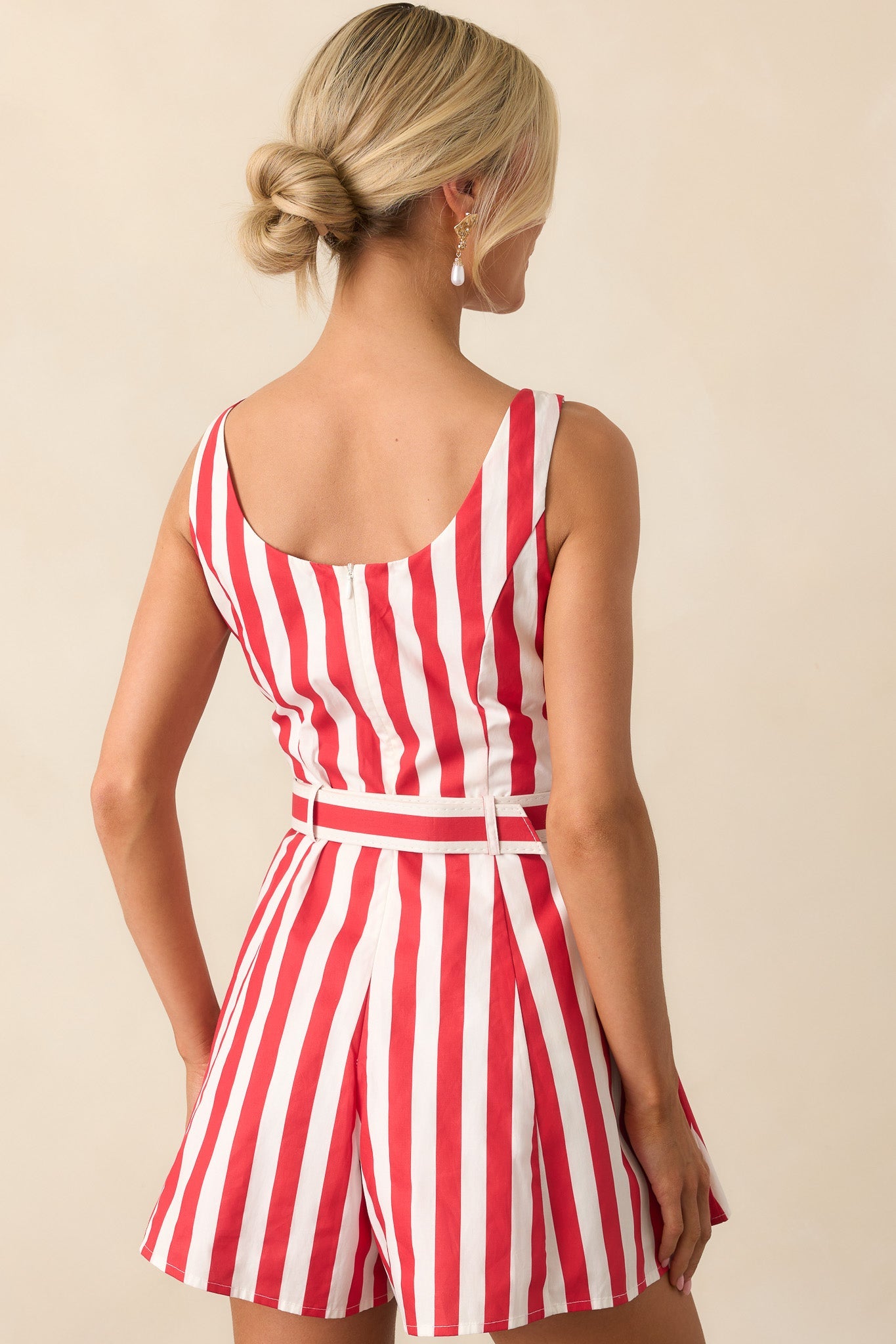 Prosperina Alessandra Red Stripe Cotton Romper