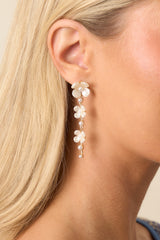 Supposed To Be Ivory Pearlescent Flower Drop Earrings