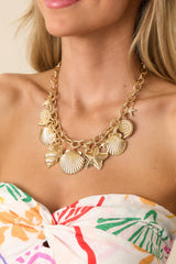 Free As The Sea Gold Coastal Charm Necklace
