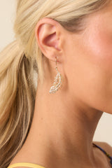 Endless Summer Gold Palm Leaf Drop Earrings