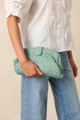Steal The Moment Mint Green Woven Crossbody Bag