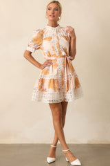 Past The Garden Gates Honey Yellow Floral Cotton Mini Dress
