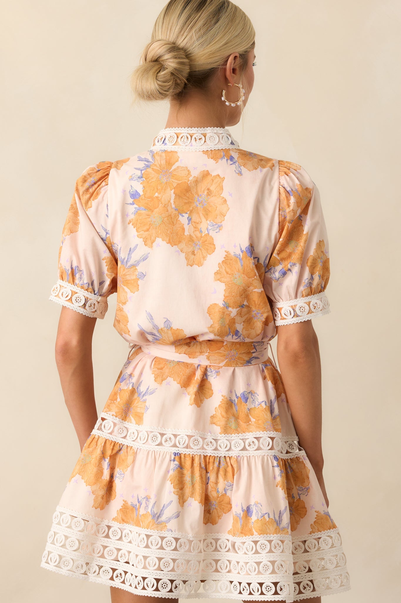 Past The Garden Gates Honey Yellow Floral Cotton Mini Dress