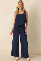 Z Supply Soren Navy Blue Linen Pants