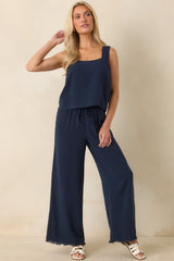 Z Supply Charli Navy Blue Linen Cropped Tank