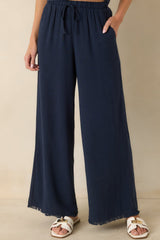 Z Supply Soren Navy Blue Linen Pants