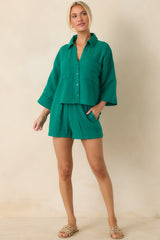 Z Supply Daylight Rainforest Green Airy Cotton Gauze Shorts