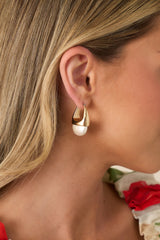 Modern Heirloom Gold Pearl Hoop Statement Earrings