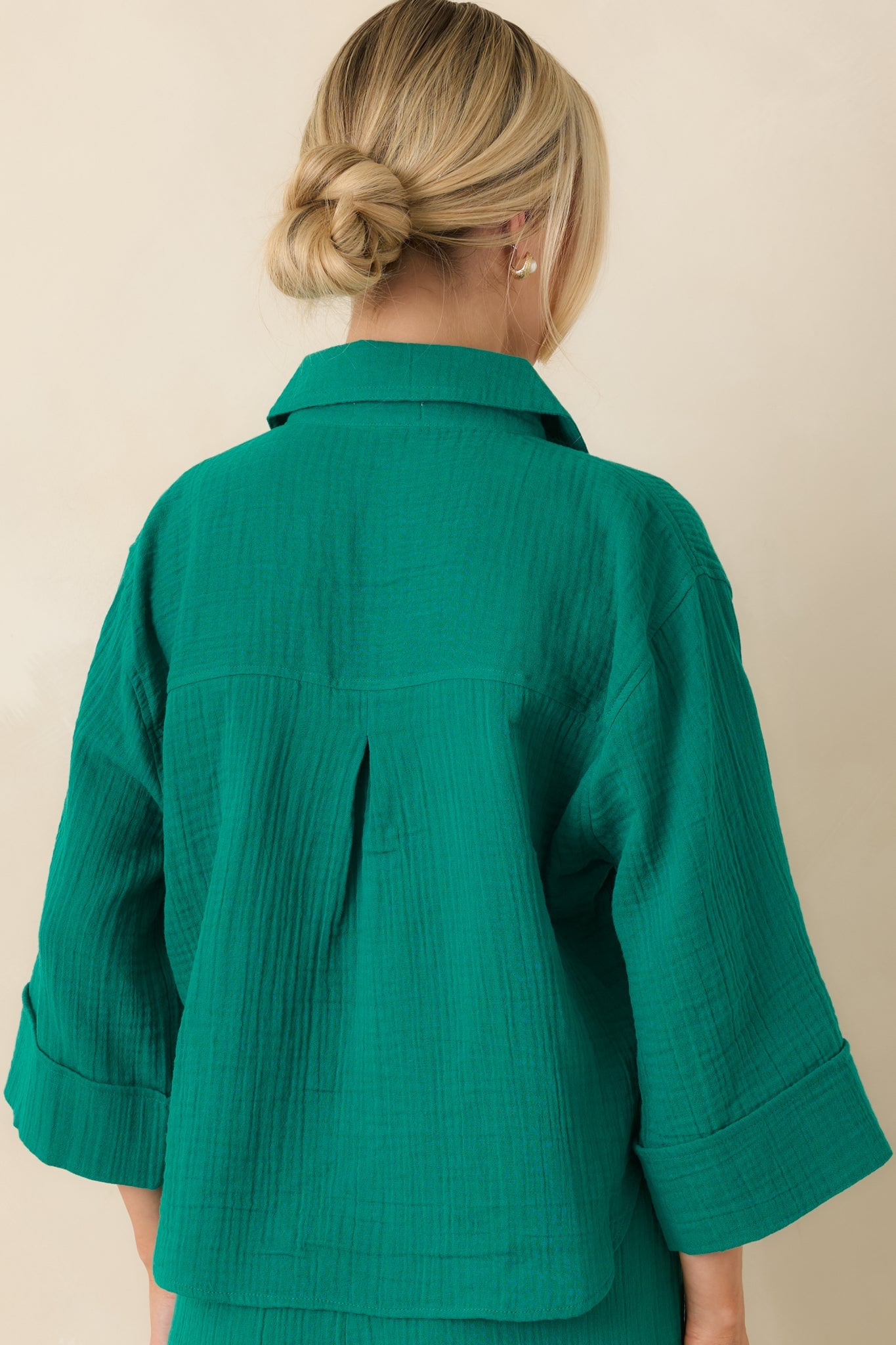 Z Supply Helena Rainforest Green Airy Cotton Gauze Button Up