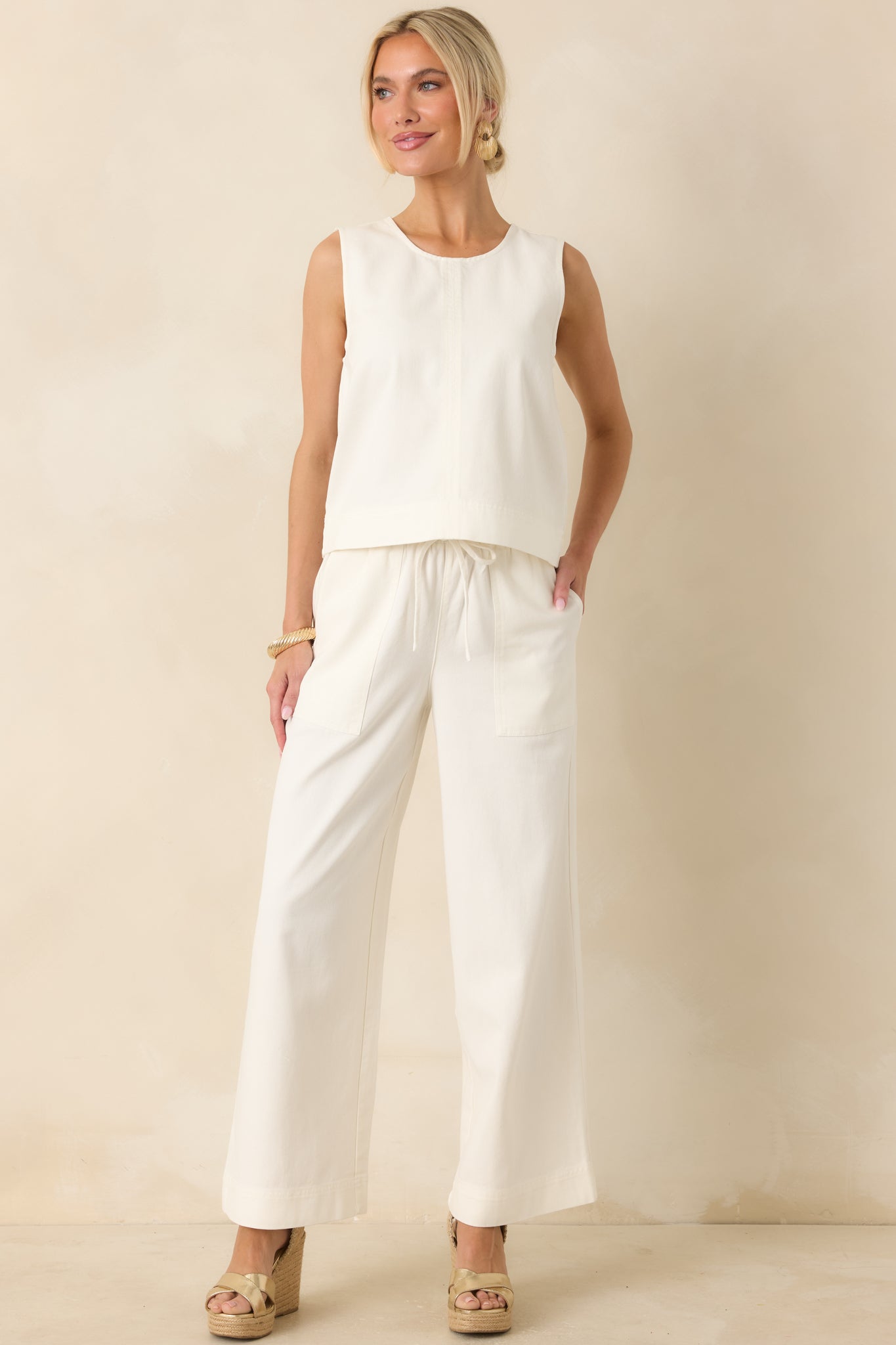 Z Supply Sun Seeker Ivory Twill Cropped Tank