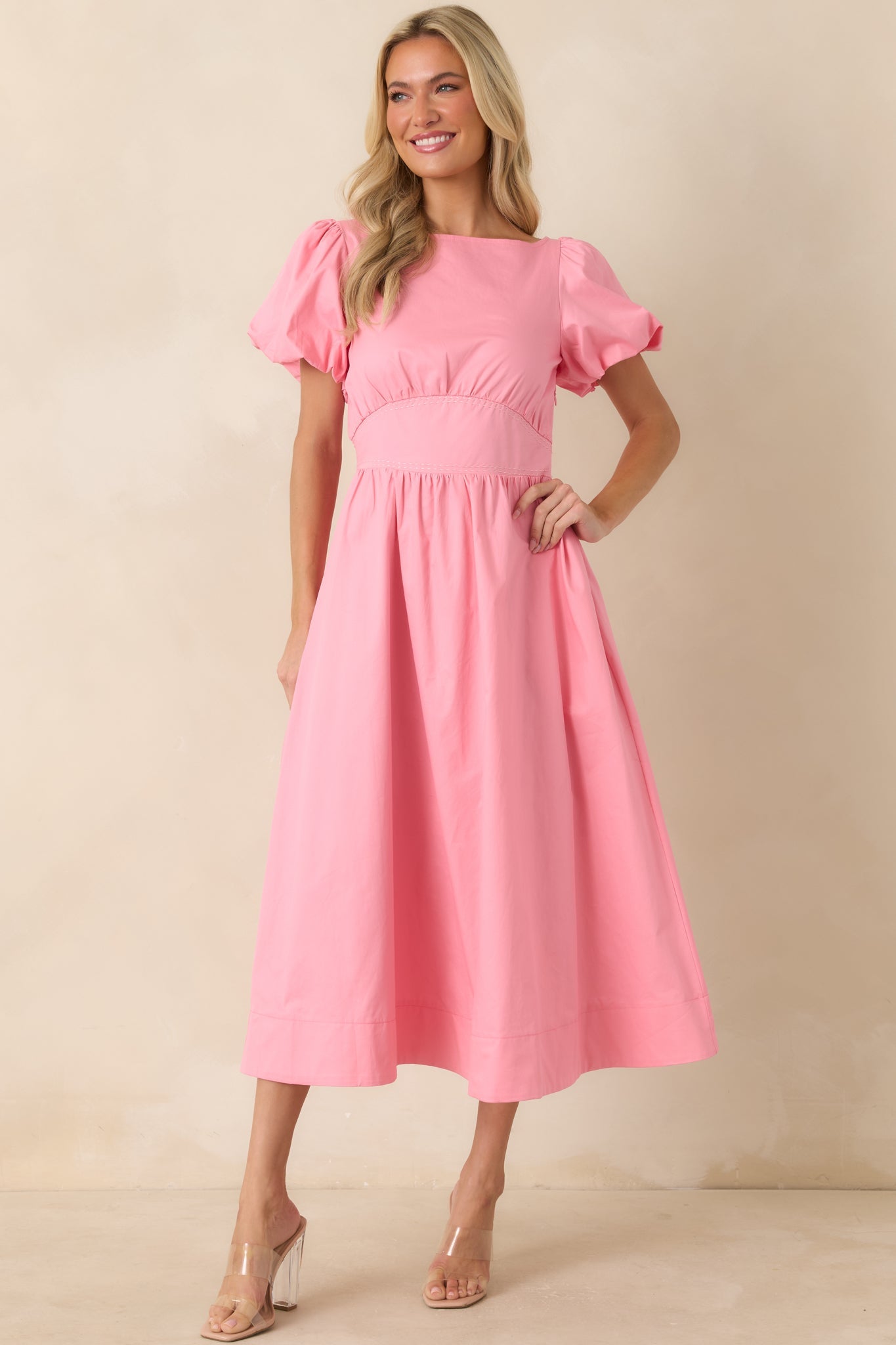 Using The Good China Pink Cotton Puff Sleeve Mini Dress