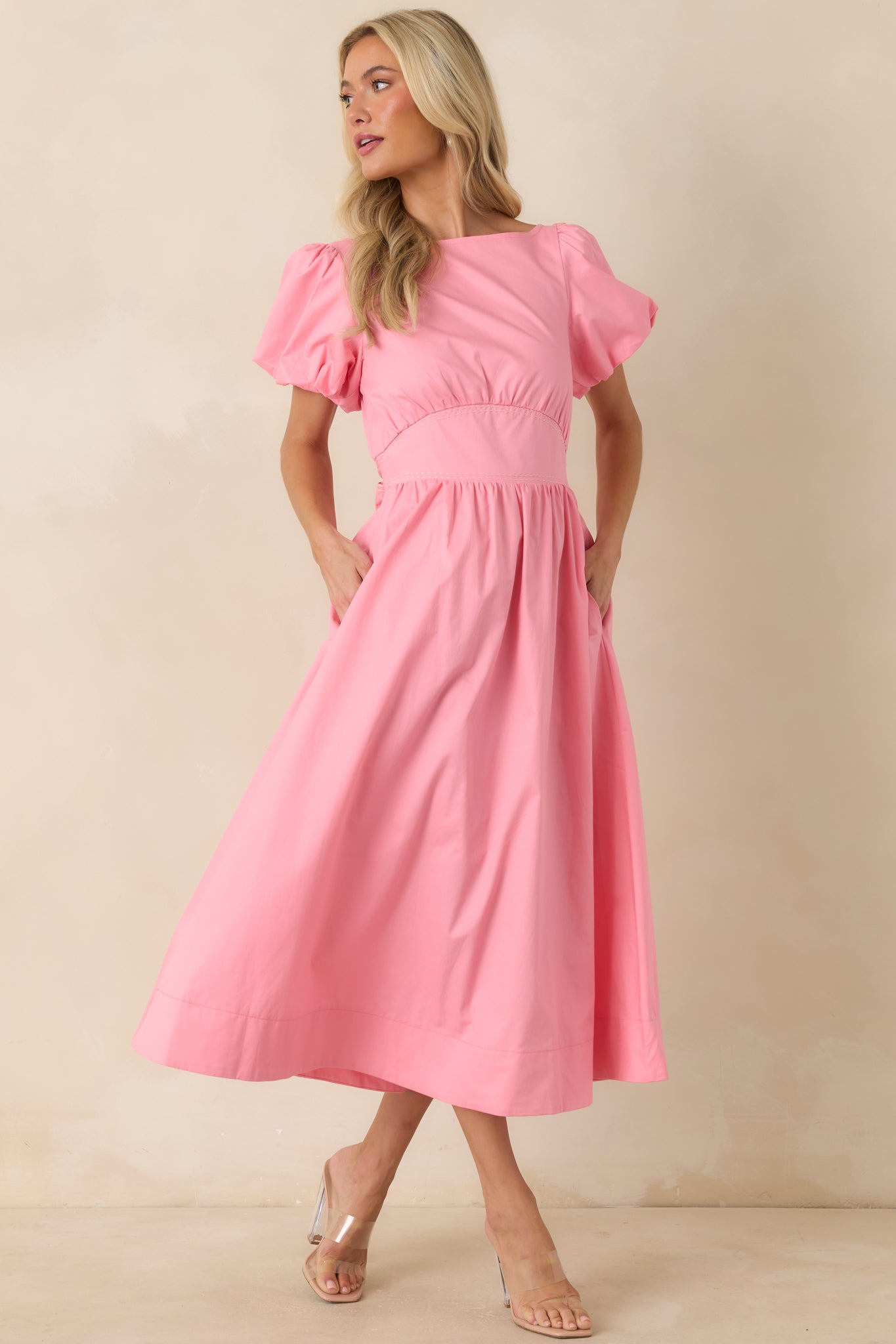 Using The Good China Pink Cotton Puff Sleeve Mini Dress