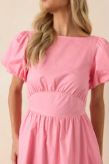 Using The Good China Pink Cotton Puff Sleeve Mini Dress
