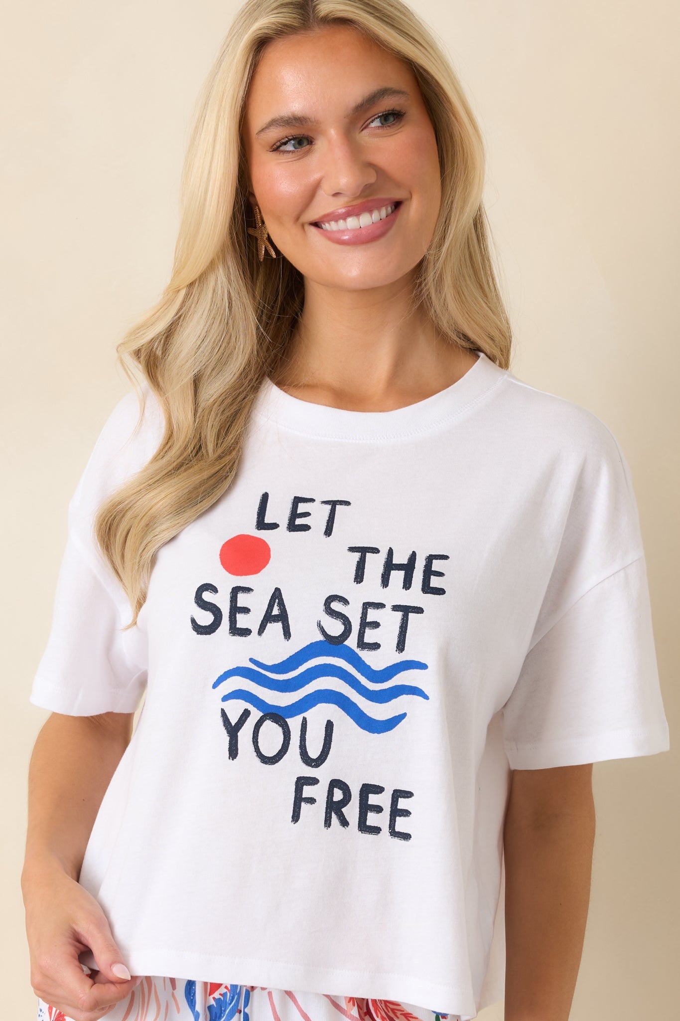 Z Supply Vintage White Multi Cotton Sea Tee