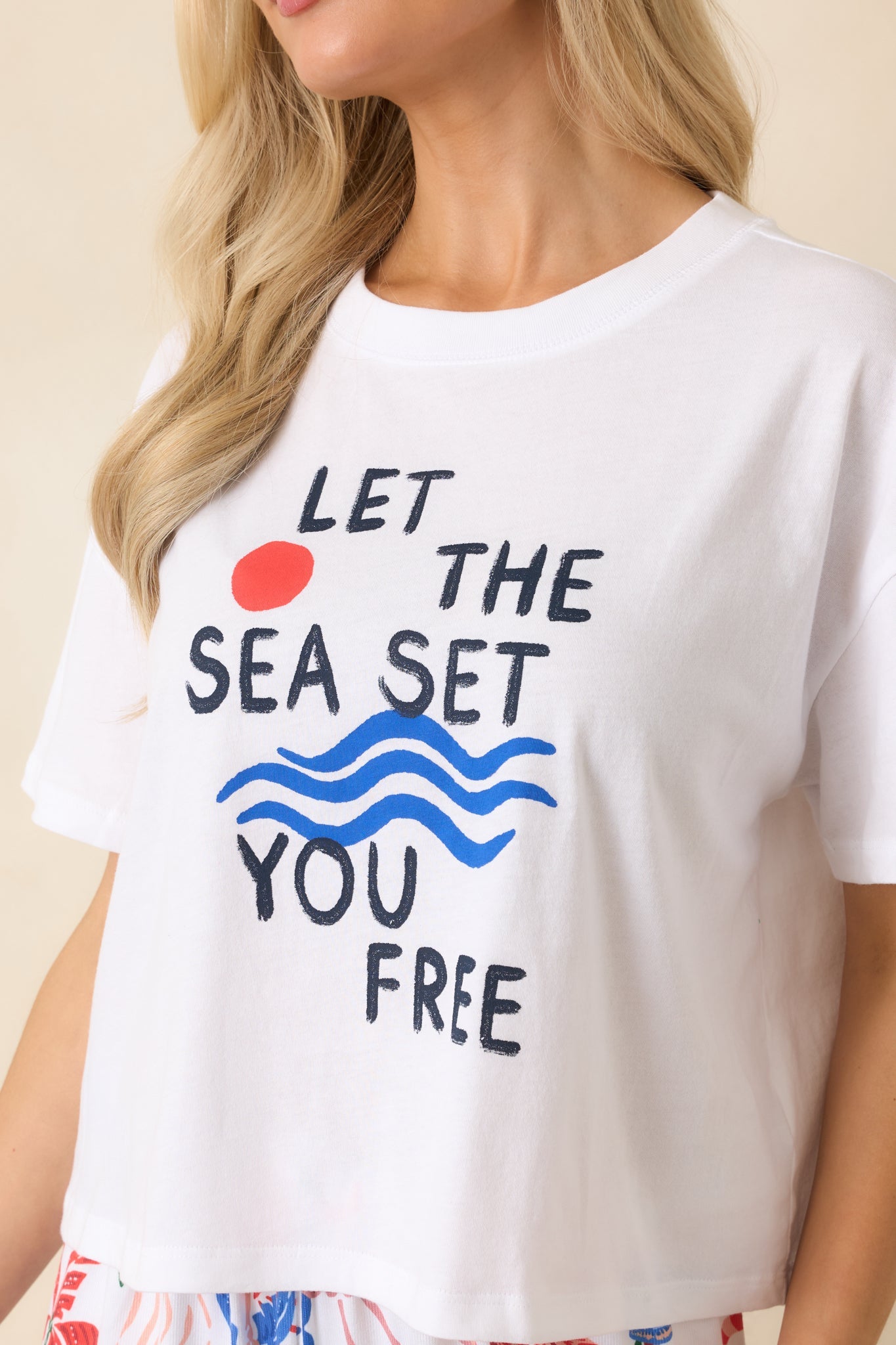 Z Supply Vintage White Multi Cotton Sea Tee