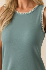 Z Supply Sage Green Cotton Delamer Whipstitch Rib Midi Dress