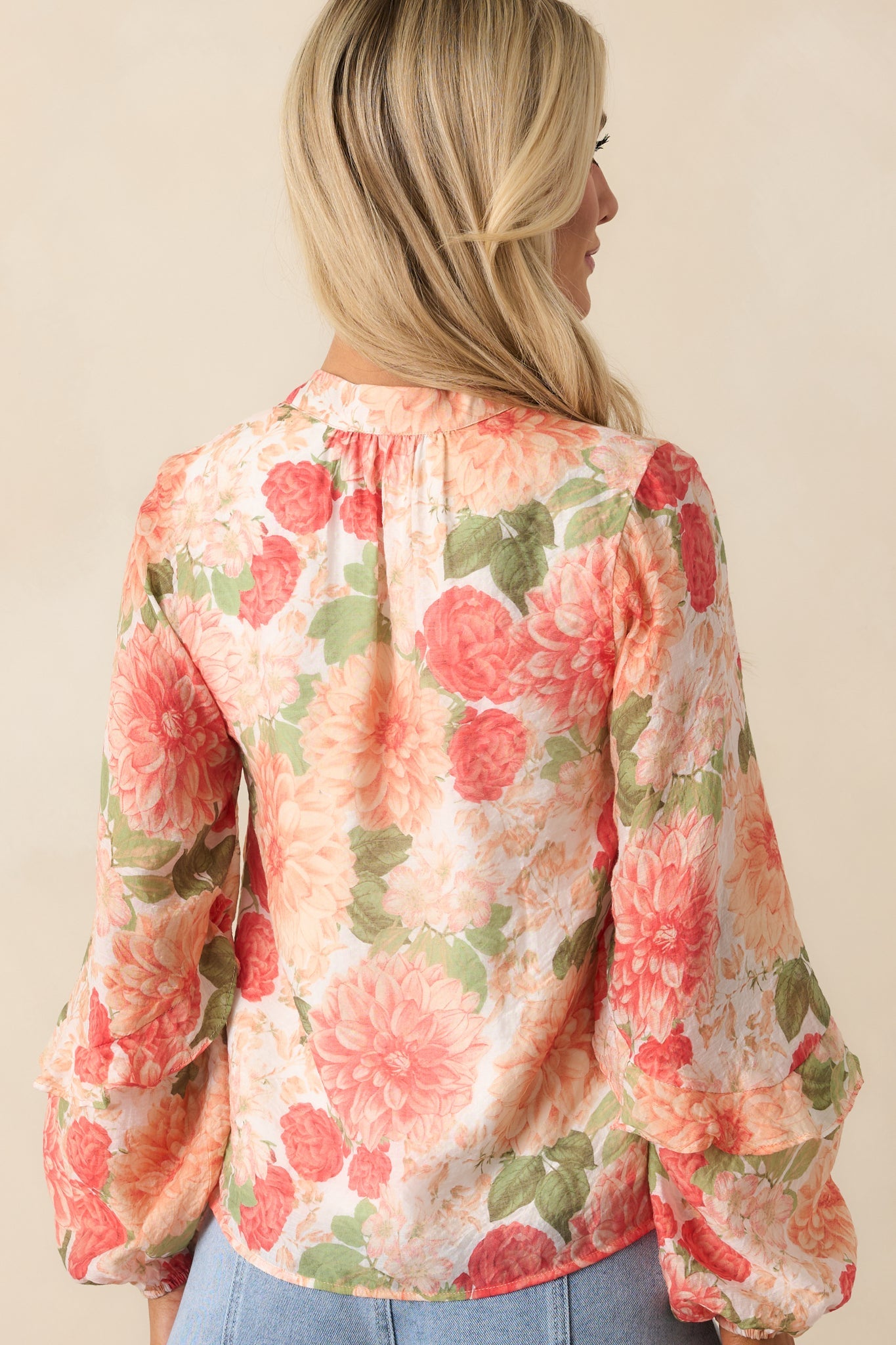 MINKPINK Apricot Floral Aida Long Sleeve Blouse