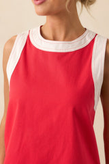 Bring The Good With You Red Cotton Shift Mini Dress